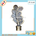 curved retractable wrought iron curtain rod leaf finials